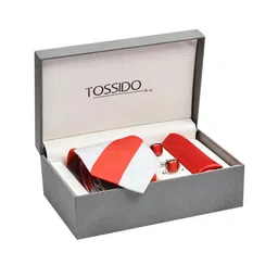 Tossido Men Red & Silver-Toned Accessory Gift Set-image-11