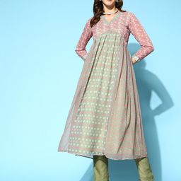 Inddus Women Floral Printed Gotta Patti Kurta with Trousers-image-91