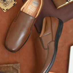 Fentacia Men Brown Solid Leather Formal Slip-Ons-image-69