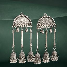 ATIBELLE German Silver Plated Ghunghroo Jhumkas-15