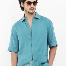 RARE RABBIT Men Linex-1 Ss Standard Boxy Opaque Shirt-image-41