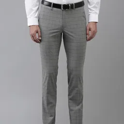 Van Heusen Men Checked Slim Fit Formal Trousers-image-85