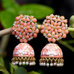 Zoey Gold-Plated Meenakari Contemporary Jhumkas-10