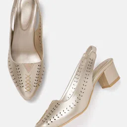 Marc Loire Textured Block Pumps with Laser Cuts-12