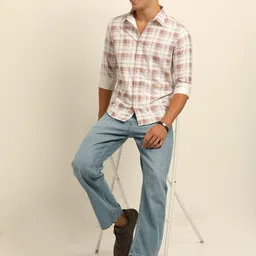 Bushirt Men Classic Opaque Checked Casual Shirt-image-60
