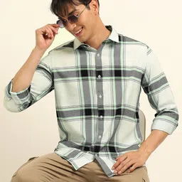 Bushirt Men Classic Opaque Checked Casual Shirt-image-44