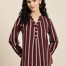 Qurvii Women Comfort Opaque Striped Casual Shirt-58