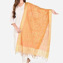 Dupatta Bazaar Orange Embroidered Dupatta-51
