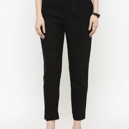 Varanga Women Black Solid Regular Trousers-image-79