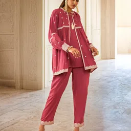 Soch Rayon Slub Embroidered Co-Ord Set With Thread Work-picture-31
