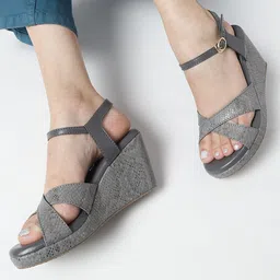 Marc Loire Embellished Open Toe Wedge Heels With Backstrap-17