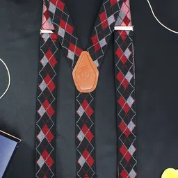 PELUCHE Men Black & Red Patterned Upside Funk Suspenders-image-51