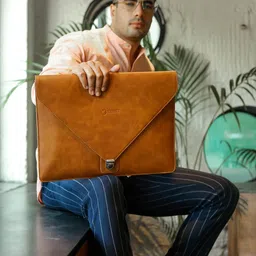 RASHKI Unisex Tan Brown Solid Sustainable Laptop Sleeve-picture-58