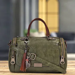 VISMIINTREND Green PU Oversized Bowling Handheld Bag-27