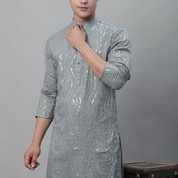SOJANYA Men Embroidered Pure Cotton Kurta with Churidar-picture-57