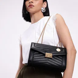 Chemistry Textured Structured Shoulder Bag with Quilted-18