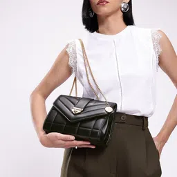 Chemistry Textured Structured Shoulder Bag with Quilted-29