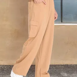 CHKOKKO Men Camel Brown Solid Relaxed-Fit Track Pants-picture-5