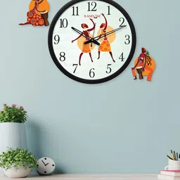 RANDOM Black & White Dancing Lady 12 Inch Dial Analogue Wall Clock With 2 Plaques-26