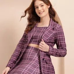 Mast & Harbour Checked Top Blazer with Skirt Co-ord set-picture-35
