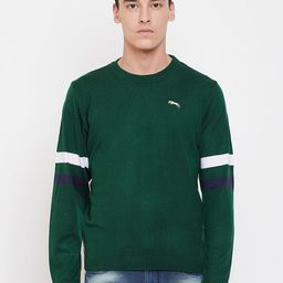 JUMP USA Men Green Solid Acrylic Pullover Sweater-image-91