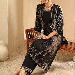 Indo Era Women Printed Regular Kurta with Trousers-picture-3