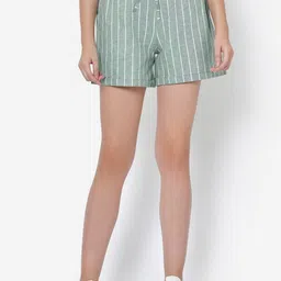 Martini Women Green Striped Regular Fit Shorts-image-38
