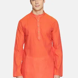 TATTVA Men Orange Woven Design Straight Kurta-picture-26