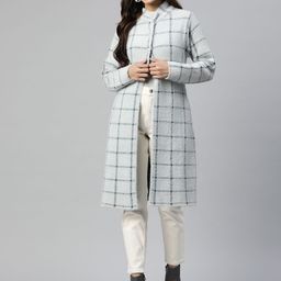 Pierre Carlo Women Grey Checked Longline Sweater-picture-30