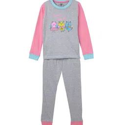 Cub McPaws Girls Grey & Pink Printed Night Suit-image-79