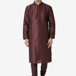 Sanwara Men Maroon Embroidered Straight Kurta-picture-51