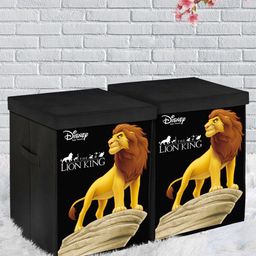 Kuber Industries Set Of 2 Black Disney Printed Foldable Large Multi-Utility Sustainable Storage Cubes With Handle-52