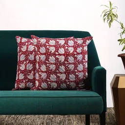 Contrast Living Set Of 2 Red & Grey Printed Square Cushion Covers-21