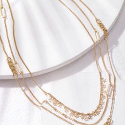DEEBACO Rose Gold Rose Triple Layered Necklace-image-30