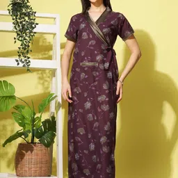9shines Label Floral Printed Maxi Wrap Nightdress-image-92