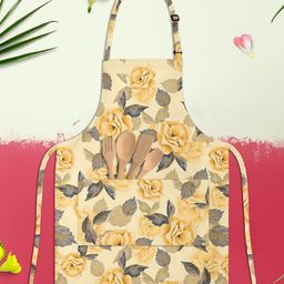 ArtzFolio Kids Beige & Yellow Printed Cotton Aprons-0