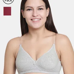 Floret Pack of 2 Solid Non-Wired Lightly Padded T-shirt Bras F20560-image-67