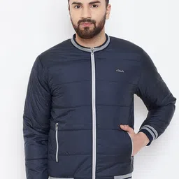 Adobe Men Navy Blue Solid Padded Jacket-image-43