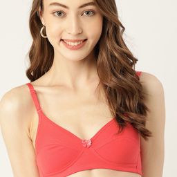 DressBerry Coral Red Solid Everyday Bra Medium Coverage-picture-24