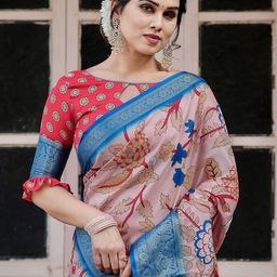 DIVASTRI Kalamkari Zari Silk Blend Paithani Saree-picture-49