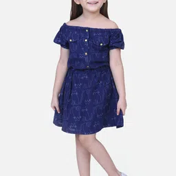 Fairies Forever Girls Blue Printed A-Line Dress-picture-13