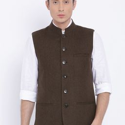 Theme Brown Slim Fit Nehru Jacket-39