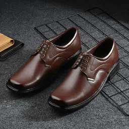 Azzaro Black Men Brown Solid Lace Up Formal Derby Shoes-image-47