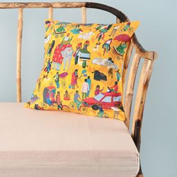 Chumbak Yellow & Red Set of Single Quirky Square Cushion Covers-13
