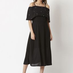 Miss Chase Women Black Solid Fit and Flare Dress-image-89