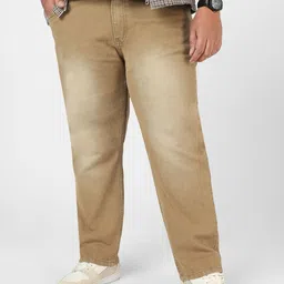 Urbano Plus Men Khaki Heavy Fade Stretchable Jeans-image-80