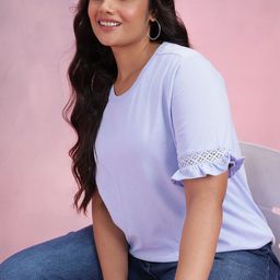 DressBerry Curve Lace Inserts Detail Pure Cotton Top-image-79