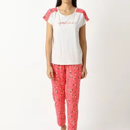 mackly Women Grey & Red Floral Printed Night suit-image-82