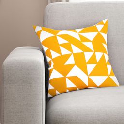 SEJ by Nisha Gupta Yellow & White Single Printed 16'' x 16'' Square Cushion Cover-image-7