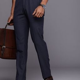 Raymond Men Checked Slim Fit Trousers-image-90
